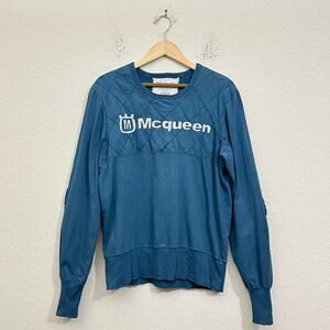 STEVE MCQUEEN Sweatshirt Petrol Blue Graphic Print Pullover Performance